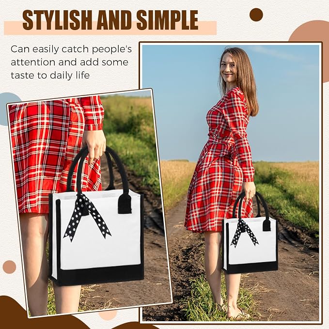Sunnymove 12 Pcs Small Canvas Tote Gift Bags Bulk for Women Size 10 x 10 x 4 Inch Sublimation Personalized Blank Shopping Tote with Handle for Wedding Bridesmaid Birthday Party - Image 6