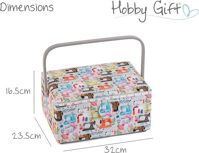 Hobby Gift Large Sewing Box Craft Storage Box with Handle Internal Accessories Tray Pin Cushion and Pocket for Sewing Knitting and Hobby Supplies - Image 3