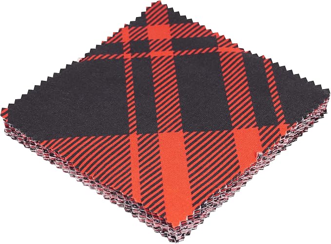 Soimoi Precut 10-inch Tartan Prints Cotton Fabric Bundle Quilting Squares Charm Pack DIY Patchwork Sewing Craft- Magenta & Black - Image 5