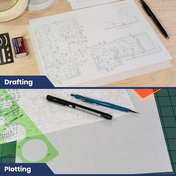 Pacific Arc Drafting Vellum Sheets, 10-Sheets 18 x 24 inches Paper Rag Vellum Gridded 4 x 4 - Image 5
