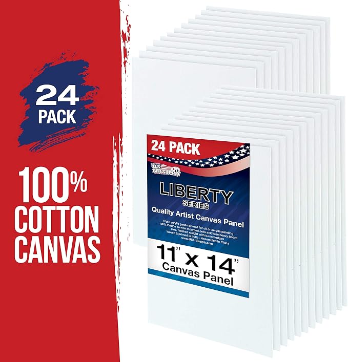 U.S. Art Supply 11 X 14 Inch Art Canvas Board Panels 24 Pack - 8 Ounce Heavyweight Cotton Acid Free Canvases for Painting Acrylics and Watercolor (1 Case of 24 Single Canvas Painting Panels) - Image 2