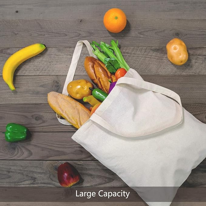 TOPDesign 1-Pack Economical Cotton Tote Bag, Lightweight Medium Reusable Grocery Shopping Cloth Bag, Suitable for DIY, Advertising, Promotion, Gift, Activity - Image 4