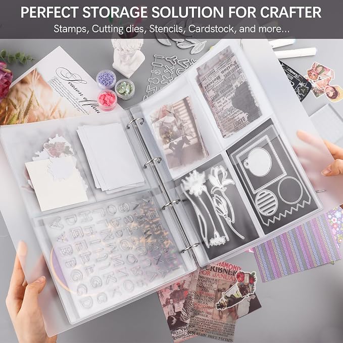 Briartw 1 A4 Die Storage Book Binder,10 A4 Magnet Sheets and 20 Inserts Set,Inserts with Two and Four Pockets for Storage Craft Supplies,Cardstock,Sticker,Stamp,Cutting Dies,Stencil - Image 3