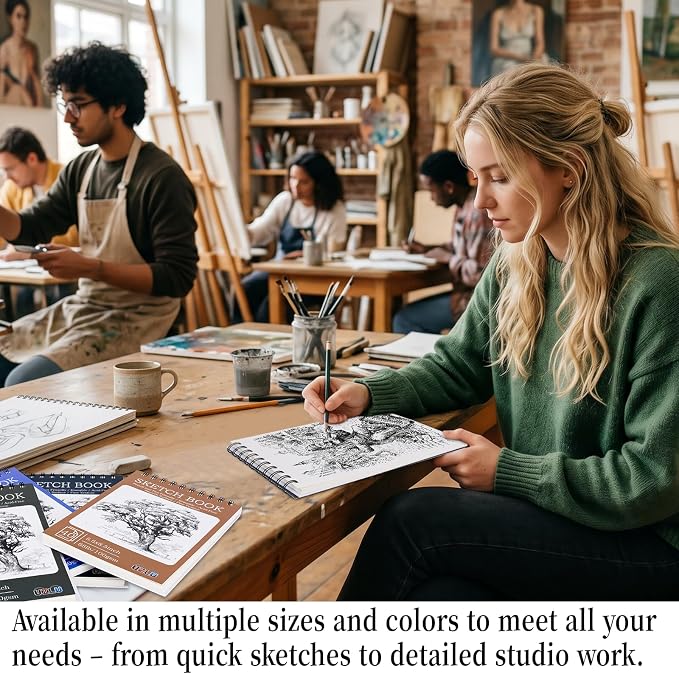18 Pack Sketch Books Bulk 5.5x8.5 Inch Top Spiral Bound Sketch Pad 720 Total Sheets 6-Color Small Sketchbook 68lb/100gsm Acid-Free Drawing Paper for Students Beginners Travel Classroom Art Supplies - Image 6