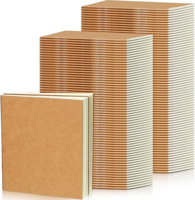 Thenshop 150 Pack Mini Notebooks Bulk 4x4 Inch Blank Pocket Journals,Kraft | Unlined Pages with 24 Sheets Each Compact Journals for Kids Students Classroom Rewards Party Favors Travel Notes Creative by Thenshop