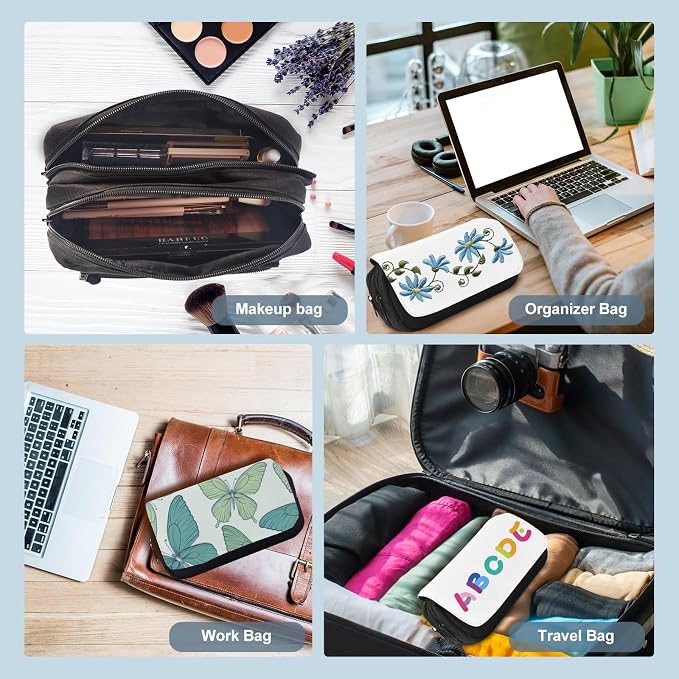 8Pcs Sublimation Makeup Bag Blanks,Sublimation Makeup Bags Bulk Travel Toiletry Bag Cosmetic Bags For Women Heat Transfer Removable Sublimation Bags with Zipper Cosmetic Make Up Bag for DIY Craft - Image 7