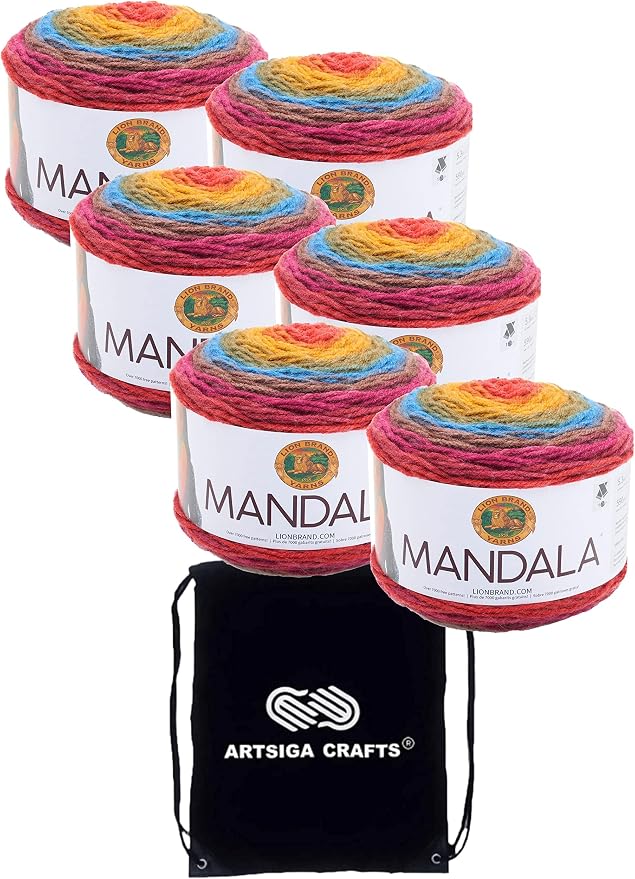 Lion Brand Yarn Mandala 525-204 Chimera | 3 Skeins, Same Dye Lot, Project Bag, CYC #3 DK-Light Worsted, 100% Acrylic, Ideal for Crochet, Knitting Baby Blankets by LionBrandYarn