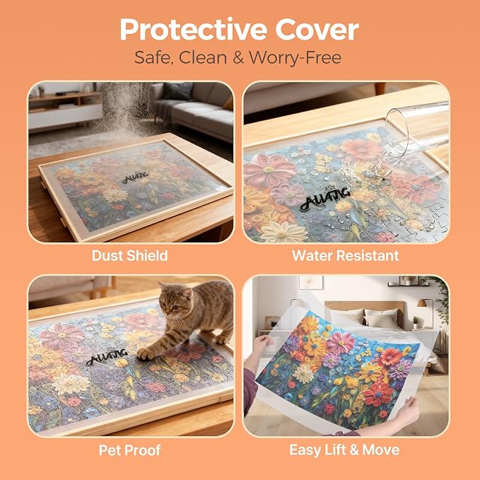 ALL4JIG 1000 Piece Rotating Puzzle Board with 4 Drawers 20.94"x28.74"Portable Wooden Jigsaw Puzzle Table for Adults,Lazy Susan Spinning Puzzle Boards Birthday Gift for mom,Surface for Lego Building - Image 4