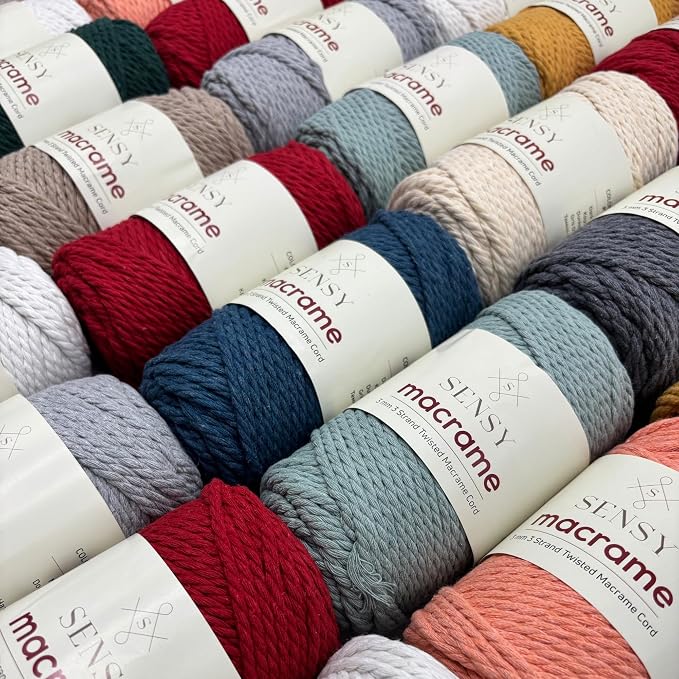 S Sensy 3mm Triple-Recycled Cotton Macrame Cord 2 Skeins Dark Gray 82 Yards - Image 4