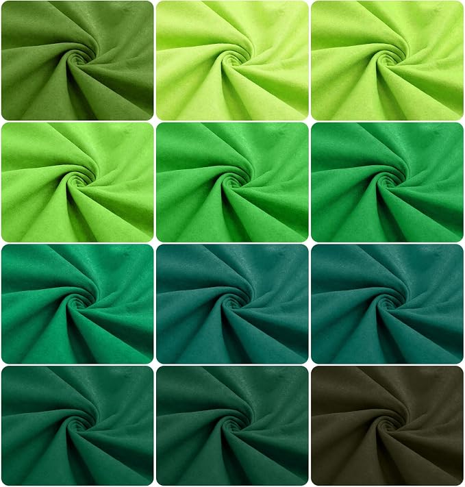 WILLBOND 12 Pcs 37 x 20 Inch Large Felt Fabric Sheets by The Yard 1.2 mm Soft Craft Felt Sheet 12 Assorted Color for DIY Summer Decor Graduation Gift Sewing Patchwork(Green Series) - Image 3
