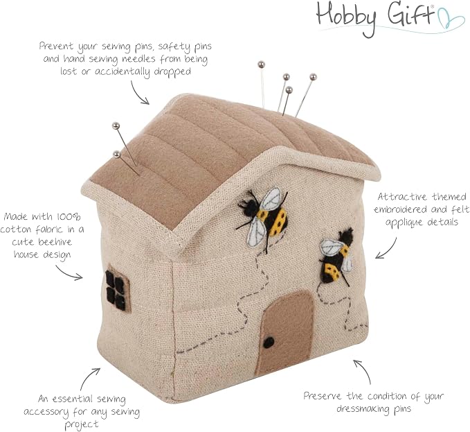 Hobby Gift Bee Sewing Gift Set with Fabric Sewing Box, Matching Pin Cushion and Tape Measure – Coordinated Sewing Accessories Bundle - Image 6