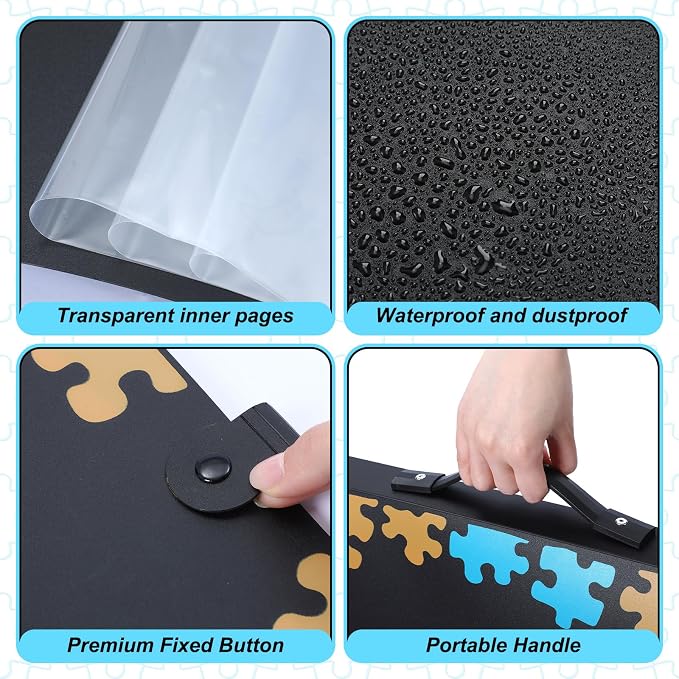 Geetery 48 Pockets Puzzle Storage Folder for 1000-piece Puzzles Holds 96 Sheets Puzzles Large Capacity Portable Jigsaw Organizer Binder Dustproof Storage Gifts - Image 3
