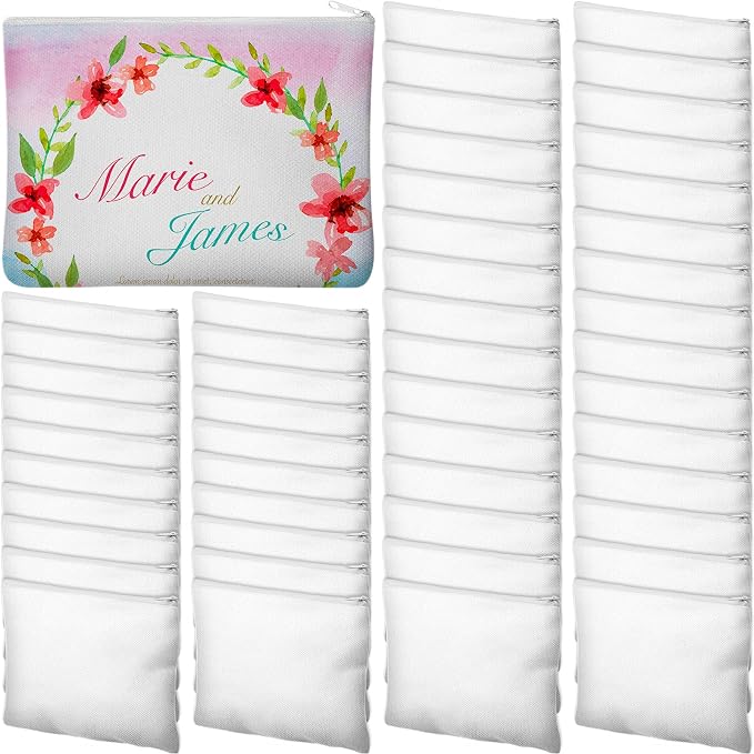 Frienda 50 Pcs Sublimation Blank Canvas Makeup Bags Bulk DIY Heat Transfer Canvas Pen Case Pencil Cosmetic Makeup Bags Clear Sublimation Blank Pouch with Zipper (9 x 6.89 Inch,White) by Frienda