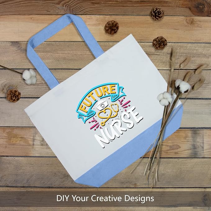 TOPDesign 1-Pack Super Strong Large 12oz Cotton Canvas Tote Bag, Reusable Grocery Shopping Cloth Bag, Fashionable Two-Tone Tote for Crafts, DIY Your Creative Designs - Image 3