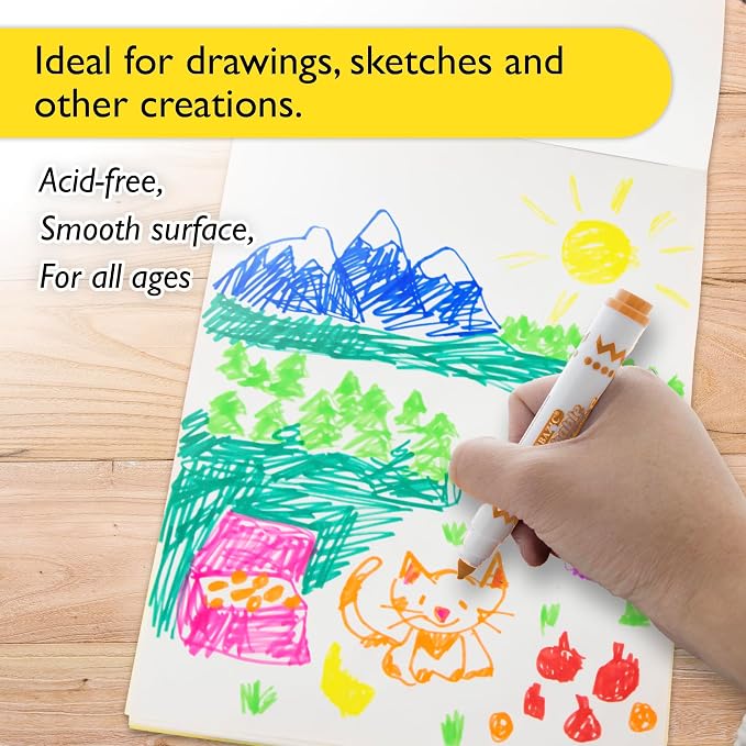 BAZIC Products Doodle Pad, Newsprint, 9 x 12 in, 50 Sheets, 4-Pack | 50-sheet newsprint doodle pad, Smooth paper for doodling, Sketching, Everyday drawing, Bulk pack - Image 3