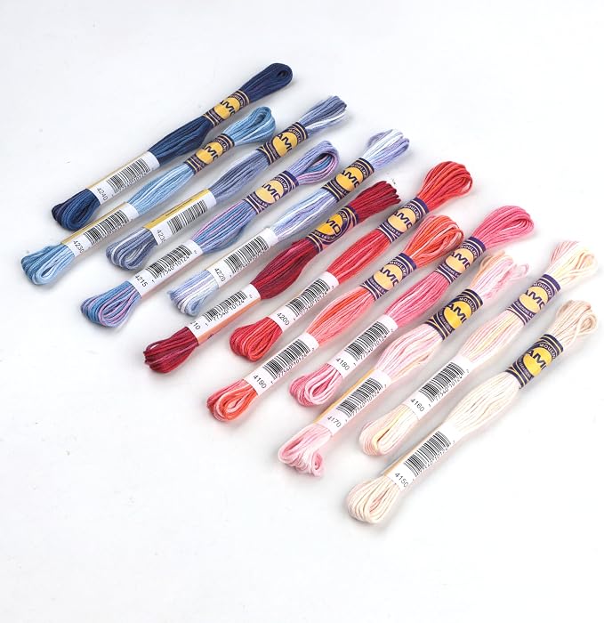 12 Skeins Variegated Mercerized Egyptian Cotton Gradient Color for Embroidery Floss Cross Stitch Threads Friendship Bracelets Floss Craft Floss (12 Colors Set C) - Image 2
