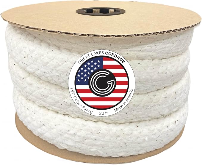 1.5" Cotton Piping, Size 9 (20 feet) by GreatLakesCordage