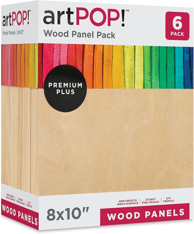 Wood Panel Pack, 8 x 10 inches, Package of 6 Birch Wood Craft Panel Boards, 3/4 inch Profile Pine Cradle for Pouring, Crafting, Painting - Image 2