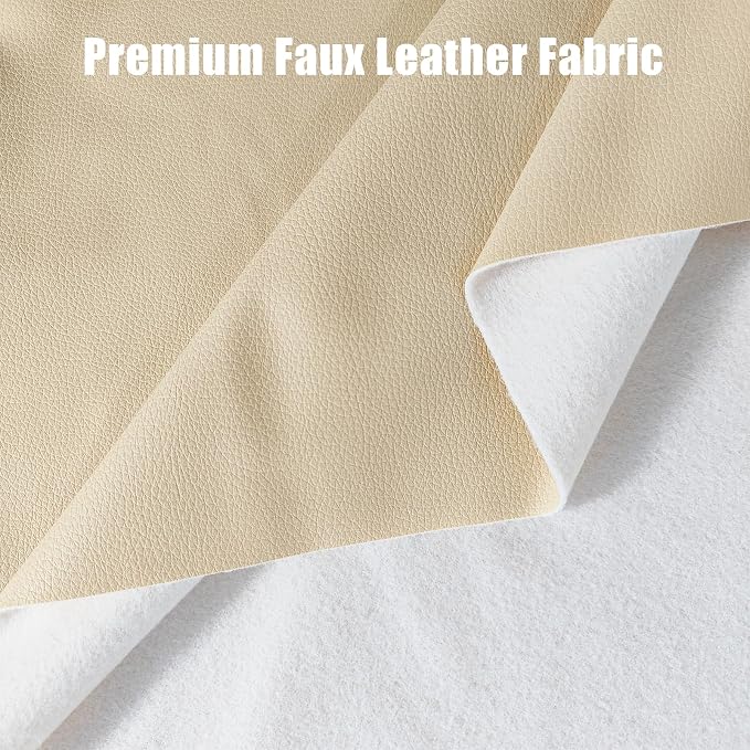 Faux Leather Fabric, 54"x72" Thick Durable Synthetic Upholstery Lychee Texture Leather Vinyl, Soft Smooth Waterproof,Replacement Renovate for Wallets, DIY Projects, Furniture 2 Yard-Beige - Image 4