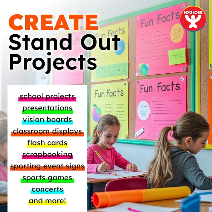 Hygloss Medium Poster Board 22x28 - 25 Neon Orange Single Color Bulk Pack - 10 Pt. Thickness Colored Poster Board Paper for Projects, Signs, Displays - Posterboard Multipack 22" x 28" - Image 4