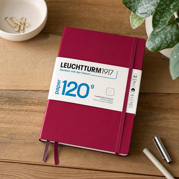 LEUCHTTURM1917 - 120G Special Edition - Medium A5 Dotted Hardcover Notebook (Port Red) - 203 Numbered Pages with 120gsm Paper - Image 3