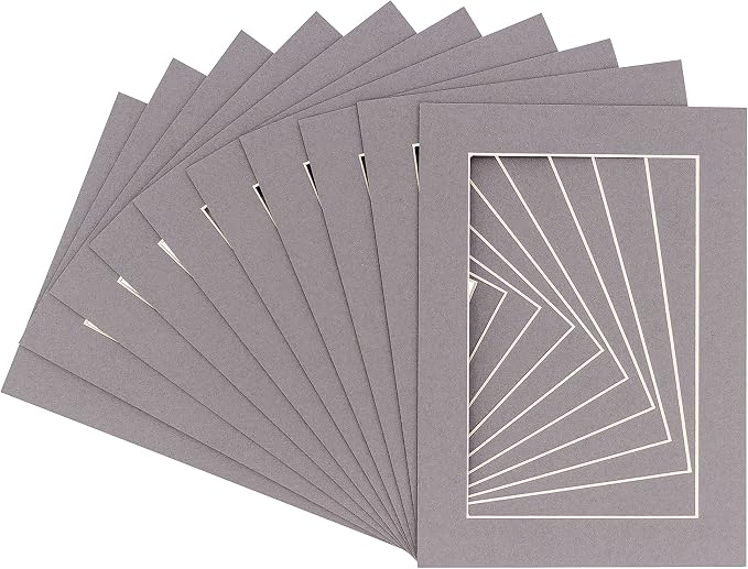 5x7 Mat for 8x10 Frame - Precut Mat Board Acid-Free Show Kit with Backing Board, and Clear Bags Charcoal 5x7 Photo Matte Made to Fit a 8x10 Picture Frame Matboard for Framing, Pack of 100 Mats by PosterPalooza