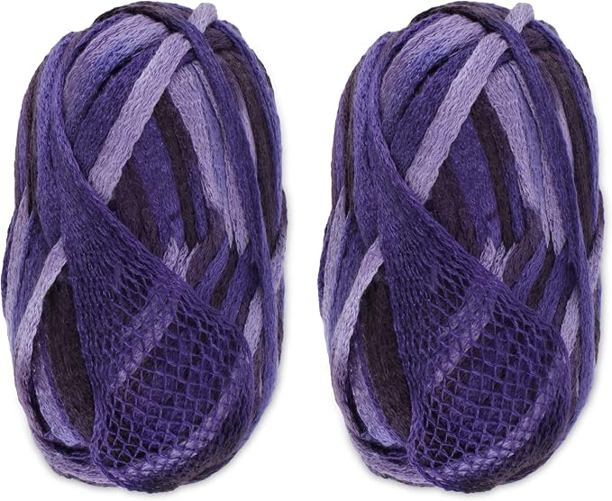 JubileeYarn Mesh Fishnet Yarn - Chunky Acrylic - 200g/Skein - Fused Purple - 2 Skeins by BambooMN