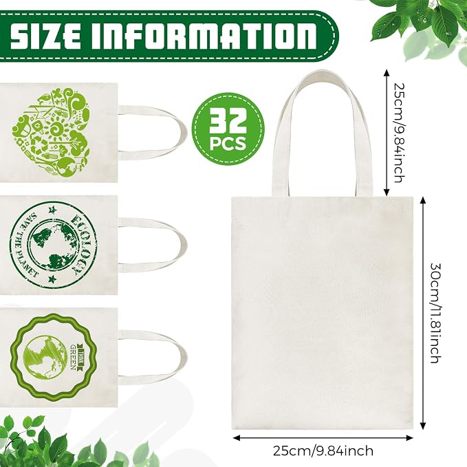 Xuniea 9.8 x 11.8 Inch Small Canvas Tote Bags for DIY Painting, Beige Sublimation Blank Bags Resuable Grocery Tote with Handles for DIY Craft Party Favor - Image 3