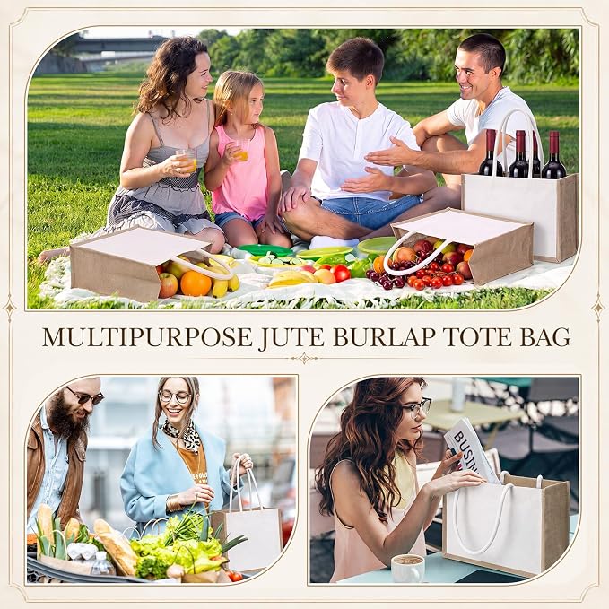 Reginary 16 Pcs Jute Tote Natural Burlap Gift Bags for Bridesmaid Wedding - Image 2