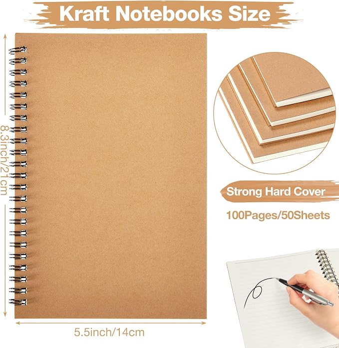 Epakh 36 Pack Blank Spiral Notebook Unlined Notebook Bulk A5 Soft Cover Students Sketchpads Memo Notepad for Drawing Art Back to School Gifts 100 Pages/ 50 Sheets, 8.3 x 5.5 Inches(Brown) - Image 2