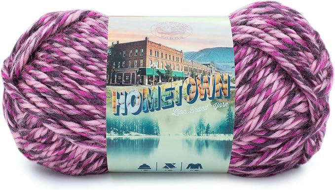 Lion Brand Yarn Hometown Yarn, Super-Bulky Yarn for Knitting, Crocheting, and Crafting, 1 Pack, Elmore City Dance | Super Bulky Acrylic Fiber for Warm Crochet Blankets, Knit Winter Hats, Chunky Cardigans, Soft Scarves, Weaving by LionBrandYarn