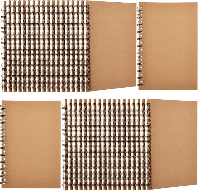 Epakh 36 Pack Blank Spiral Notebook Unlined Notebook Bulk A5 Soft Cover Students Sketchpads Memo Notepad for Drawing Art Back to School Gifts 100 Pages/ 50 Sheets, 8.3 x 5.5 Inches(Brown) by Epakh