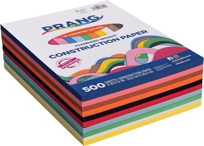 Prang (Formerly Art Street) Construction Paper, 10 Assorted Colors, Standard Weight, 9" x 12", 500 Sheets | Standard Weight Groundwood Paper, Color-Blocked Stack, 50 Sheets Each of 10 Assorted Colors, Recyclable, 500 Sheets Total - Image 4