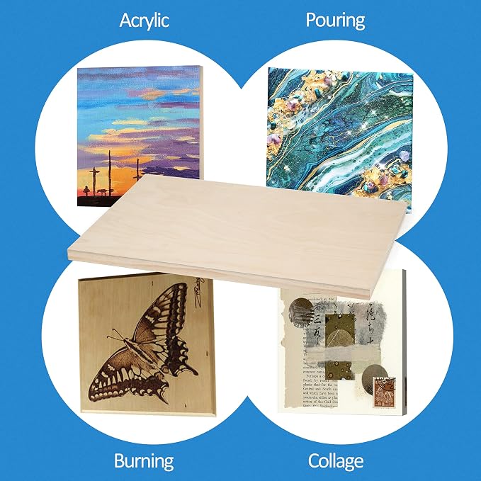 2 Pack 13x19 Unfinished Birch Wood Panels Kit for Painting | Studio 3/4’’ Deep Wood Canvas, Cradle Boards for Acrylic Pouring, Art, Crafts, Epoxy Resin, Laser Engraving Cutting - Image 2