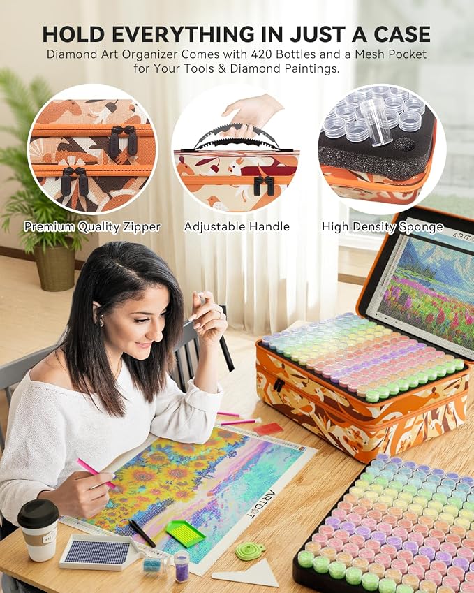 ARTDOT 420 Slots Storage Container for Diamond Art Kits for Adults,Portable Bead Storage Boxes for Diamond Painting Accessories and Tools - Image 3
