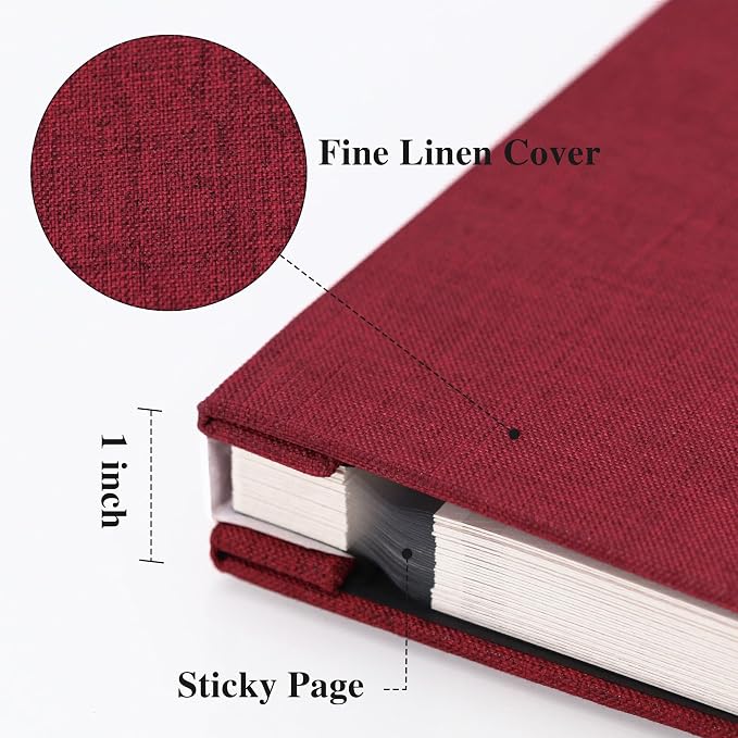 Vienrose Large Photo Album Self Adhesive for 4x6 8x10 Pictures Linen Scrapbook Album DIY 40 Blank Pages with A Metallic Pen | Linen Cover, Scrapbook, Fits 4X6 8X10 Pictures, Metallic Pen Included, Diy - Image 3