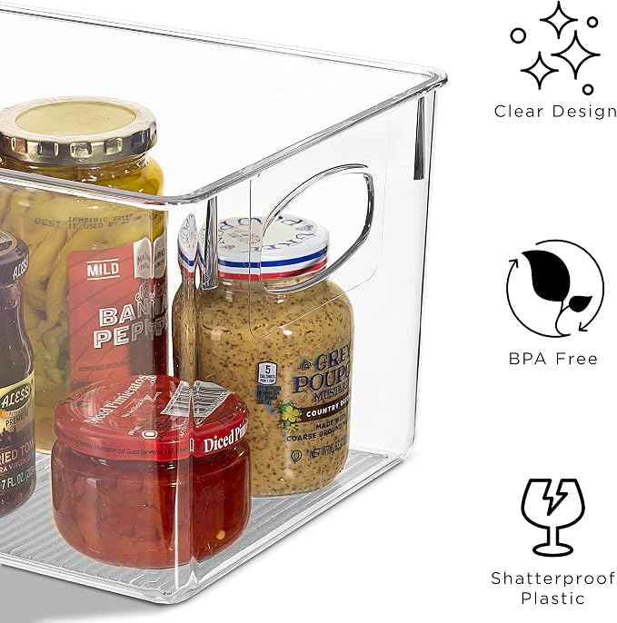 Sorbus Medium Clear Plastic Storage Bins for Shelves, Clothes, with Handle - Clear Storage Bins, Drawer, Shelf, Closet, Pantry, Fridge, Freezer Organizer Bins, Closet Organizers and Storage (4 pack) - Image 5