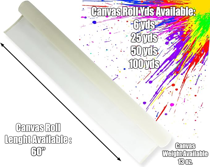 Super Fine Canvas Rolls for Painting Large Blank Canvas Fabric by the Yard. 60"x3 Yd (9 Ft) 13oz Primed Artist Canvas Roll-Unstretched Cotton, Quality Cloth Fabric for Portraits,Painters,SDK Murals - Image 4