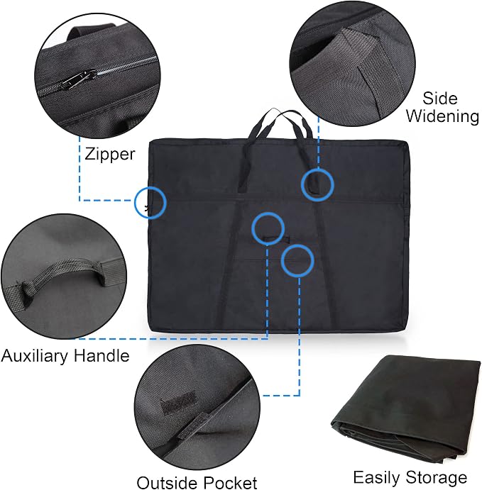 JJRING Dacron Art Portfolio Tote Bag 37'' x 49'' For 36'' x 48'' Black | Light Weight Carrying Storage Case Suitable Poster, Sketching, And Drawing - Image 3