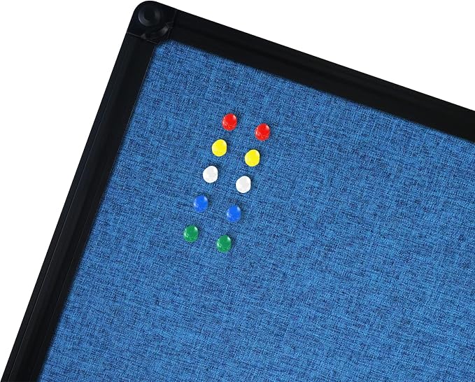 Cork Linen Bulletin Board 36 X 24 Inch (Blue), Black Aluminum Frame Wall Mounted Board Memo Pin Board for Office Home and School - Image 3