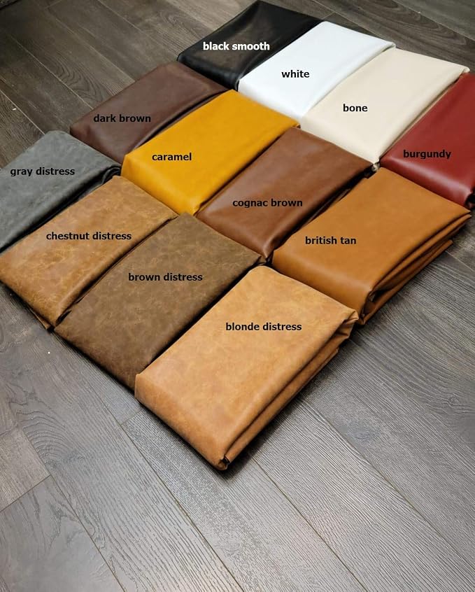 NAT Leathers | Caramel Light Tan Nude Beige Soft Faux Vegan Leather PU {Peta Approved Vegan} | 1 yard (36 inch x 54 inch wide) cut by yard | Synthetic Pleather Nappa 0.9 mm Smooth Upholstery | 36"x54" - Image 9