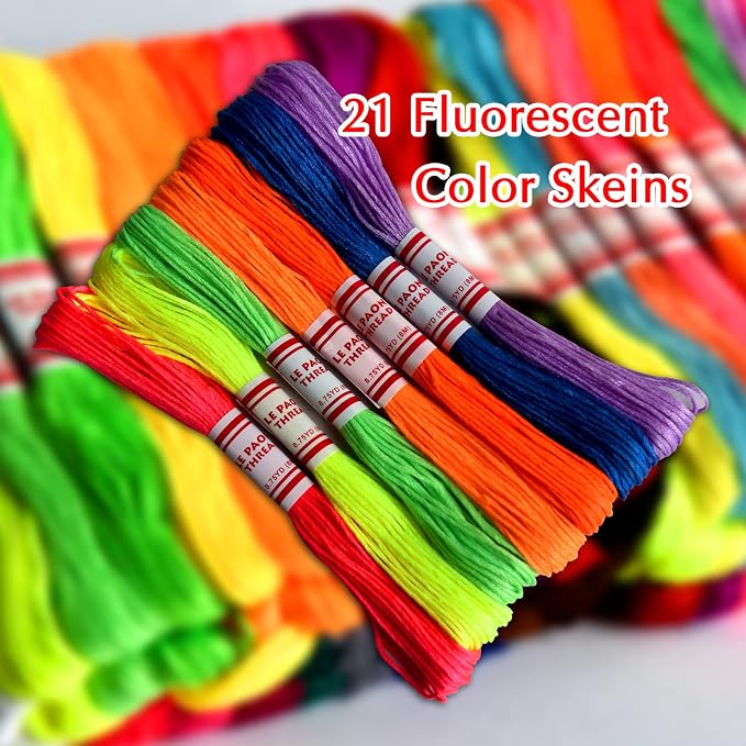 Embroidery Floss Rainbow Color 109 Skeins Per Pack Cross Stitch Threads Friendship Bracelets Floss Crafts Floss with 3 Weaved Plate（105 pcs Embroidery Floss +4 Metallic Embroidery Thread - Image 5
