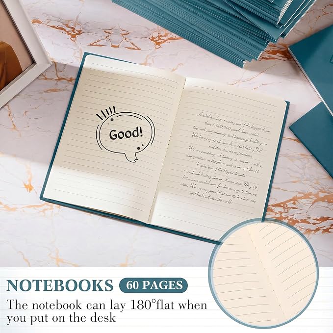 100 Pcs A5 Journals Notebooks Bulk,Dark Green,Lined | Kraft Softcover Small Notebooks 5.5 Inch x 8.3 Inch Notepads with 60 Page 30 Sheet for Writing Sketch Travel Office Supplies - Image 3