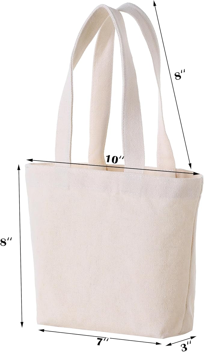 10×8×3 Inch - Small Canvas Tote Bags for Kids Mini Gift Bulk for Painting DIY Arts & Crafts Thick Fabric Bland Bags - Image 4