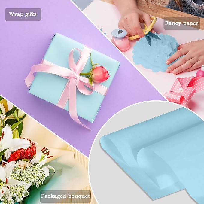 500 Sheets Light Blue Tissue Paper Bulk - Large 20 x 30 Inches Recyclable Wrapping Tissue Paper Bulk for Gift Bags Weddings Birthday Christmas Gift Wrapping DIY Project Crafts Decor - Image 2