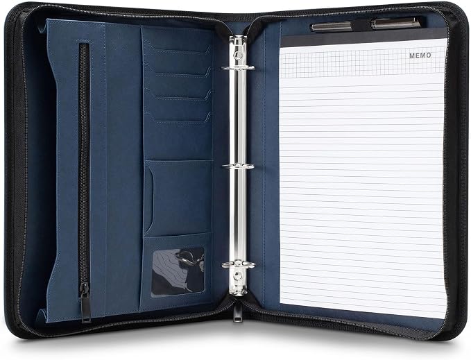 Forevermore Portfolio Binder, 1.5" Permanent 3-Ring, Vegan Leather, Blue - Image 6