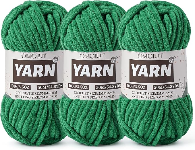 3 Pack Greener Fluffy Chunky Chenille Crochet Yarn, Baby Yarn for Crocheting Soft Blanket, Bulky Velvet Yarn (100g/54.8yds Each), Plush Amigurumi Yarn for Knitting Crafts, Scarves, Puzzle by Unknown