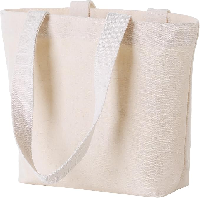 10×8×3 Inch - Small Canvas Tote Bags for Kids Mini Gift Bulk for Painting DIY Arts & Crafts Thick Fabric Bland Bags - Image 5