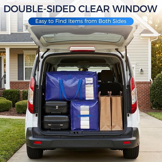BAGAIL Heavy Duty Moving Bags with Strong Handle, Extra Large Moving Boxes, Storage Tote for Clothes, College Moving Supplies(12 Pack, Blue-windows) - Image 6