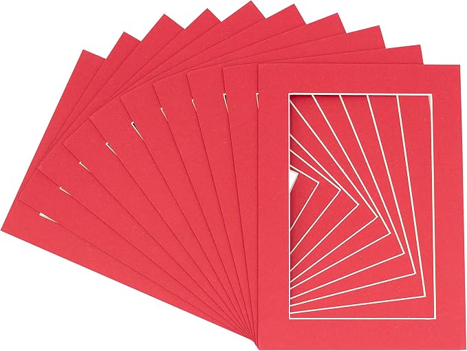 8x10 Mat for 12x16 Frame - Precut Mat Board Acid-Free Show Kit with Backing Board, and Clear Bags Deep Red 8x10 Photo Matte Made to Fit a 12x16 Picture Frame Matboard for Framing, Pack of 100 Mats by PosterPalooza